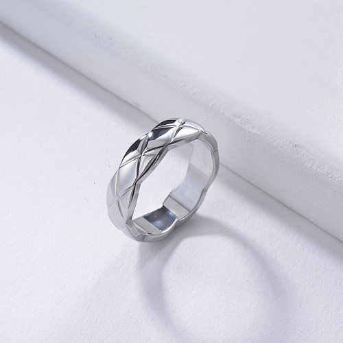 Venta al por mayor de moda de acero inoxidable plateado anillos simples para él y para ella