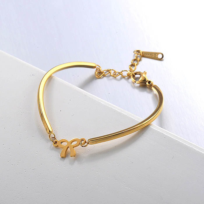 Pulsera abierta de acero inoxidable dorado con colgante de ojo