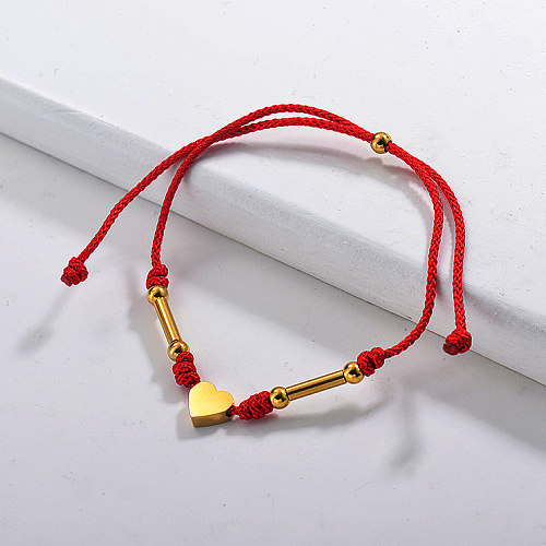 Red Cord Heart Charm Bracelet -SSBTG142-29644
