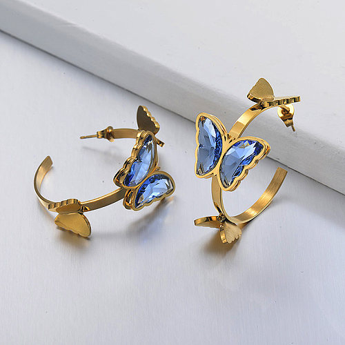 Stainless Steel Butterfly Cuff Earrings -SSEGG142-29662