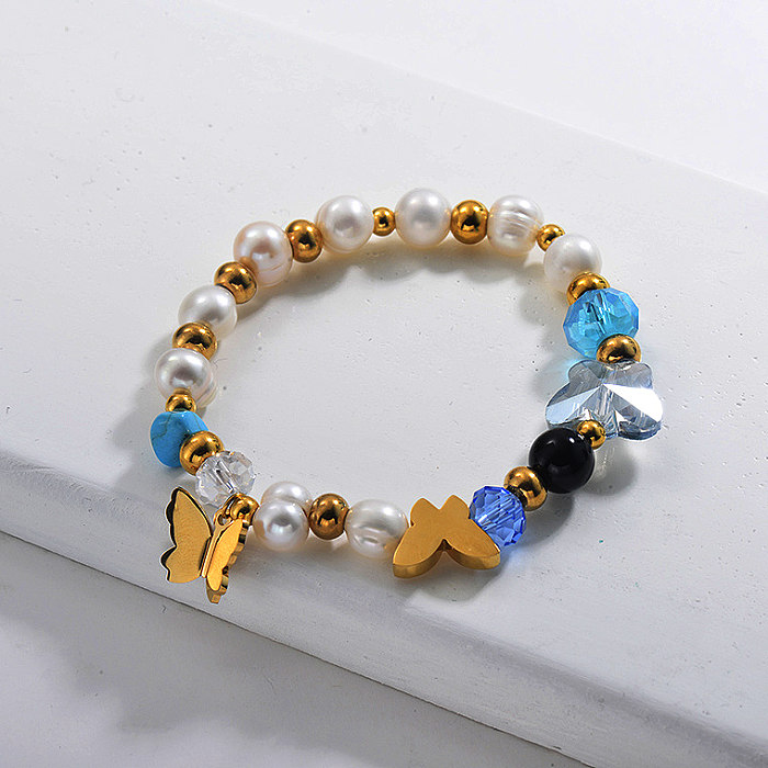 Süßwasser Perlen Perlen Armbänder -SSBTG142-29642