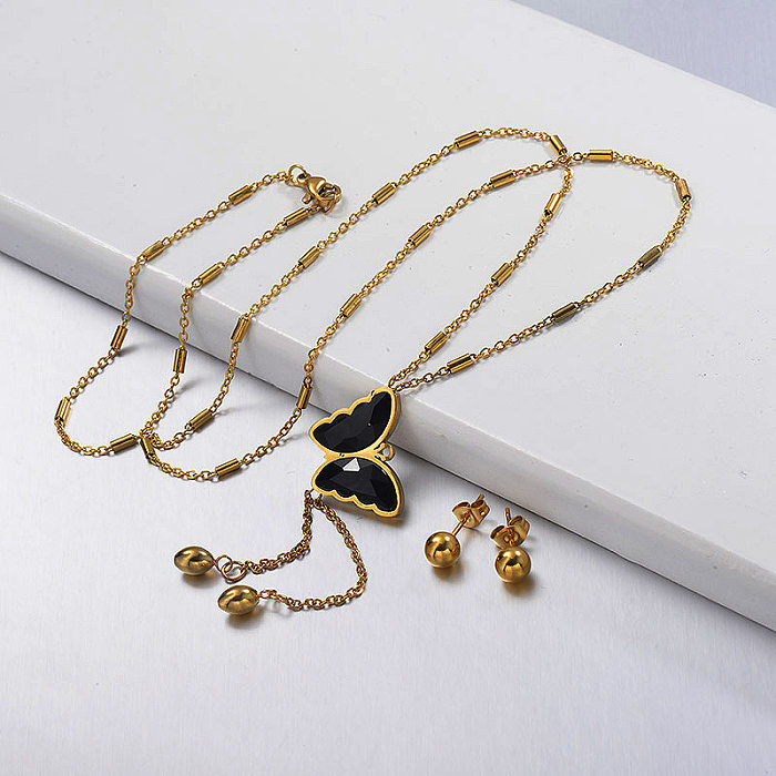 Y Shaped Larit Butterfly Necklace Sets