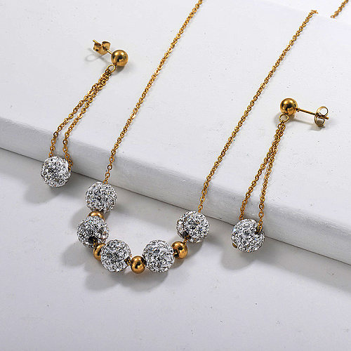 Stainless Steel Beaded Necklace Sets -SSCSG142-29605