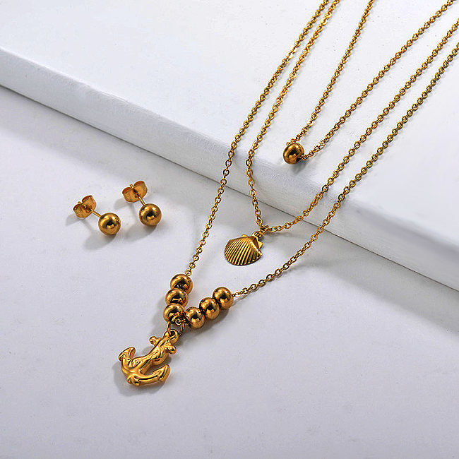 Stainless Steel Multilayer Necklace Sets -SSCSG142-29560