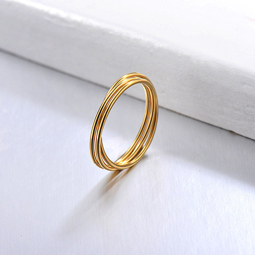Conjuntos de anillos de banda delicados chapados en oro para niñas