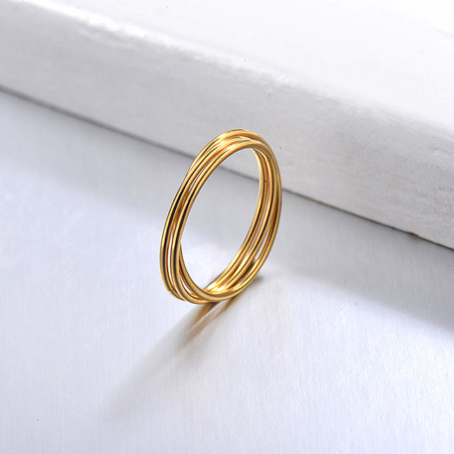 Conjuntos de anillos de banda delicados chapados en oro para niñas