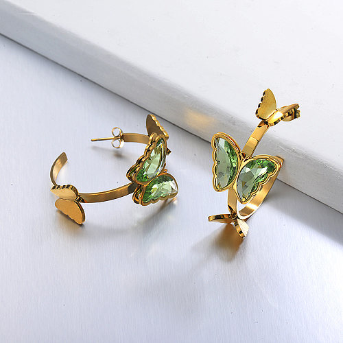 Stainless Steel Butterfly Cuff Earrings -SSEGG142-29656