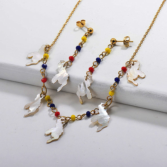 Stainless Steel Map Necklace Sets -SSCSG142-29610