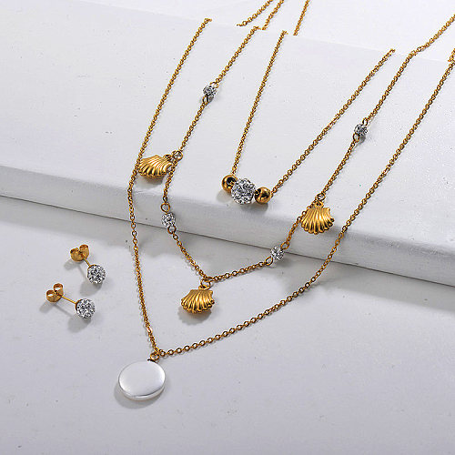 Stainless Steel Multilayer Necklace Sets -SSCSG142-29614