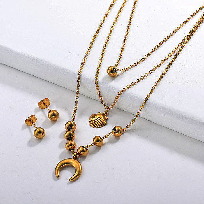 Stainless Steel Multilayer Necklace Sets -SSCSG142-29561