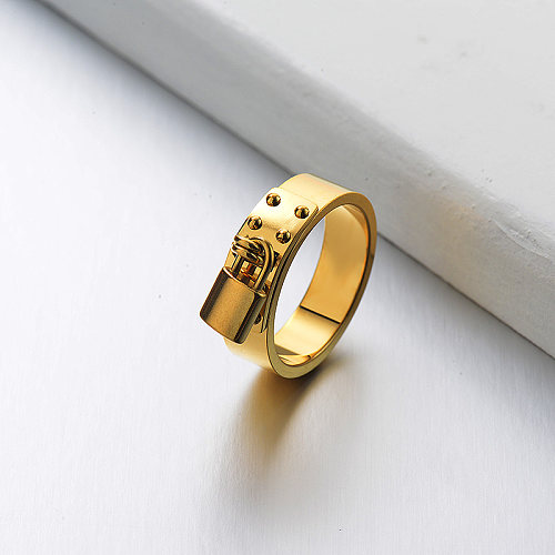 Lock Minimalist Gold Plated Ring