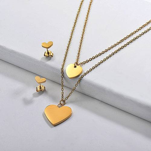 Stainless Steel Multilayer Heart Necklace Sets -SSCSG142-29583