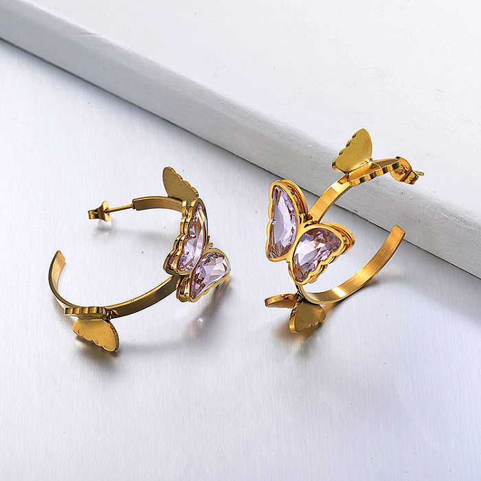 Stainless Steel Butterfly Cuff Earrings -SSEGG142-29659