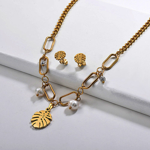 Stainless Steel Charm Necklace Sets -SSCSG142-29617