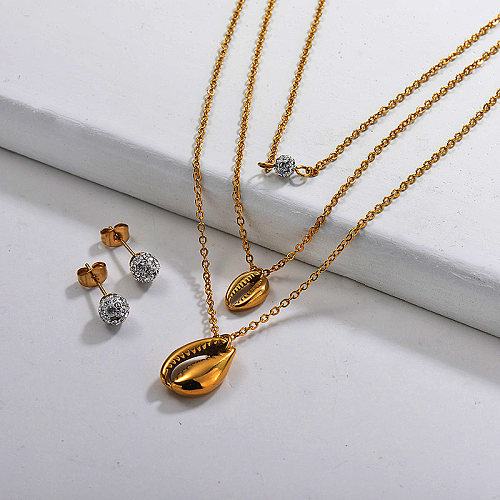 Stainless Steel Multilayer Necklace Sets -SSCSG142-29626