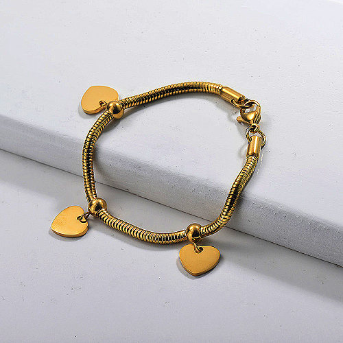 Stainless Steel Gold Plated Charm Bracelets -SSBTG142-29633