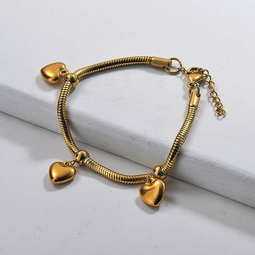 Stainless Steel Gold Plated Charm Bracelets -SSBTG142-29635