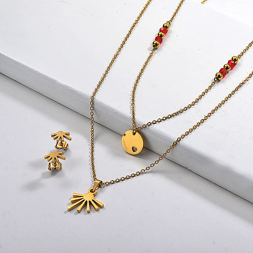 Stainless Steel Multilayer Necklace Sets -SSCSG142-29622