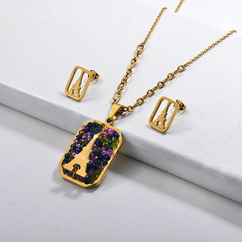 Stainless Steel Multi Color Necklace Sets -SSCSG142-29631