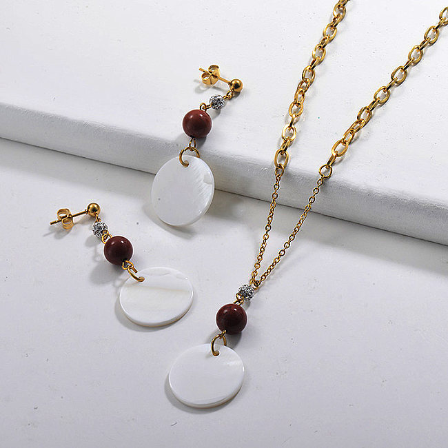 Stainless Steel Shell Necklace Sets -SSCSG142-29603