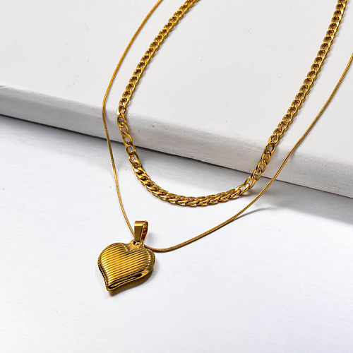 Stainless Steel Multilayered Heart Necklace