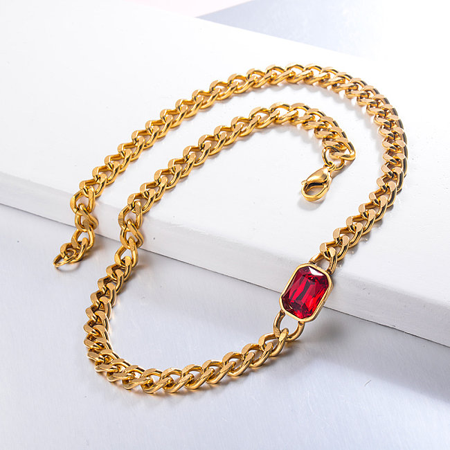 Hippop Style Red Crystal CHoker Necklace