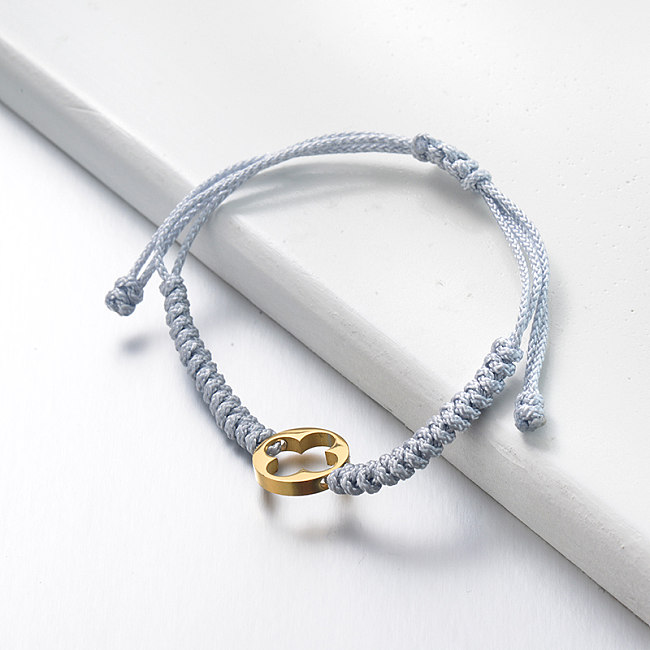 Bracelets de corde faits à la main de charme de trèfle