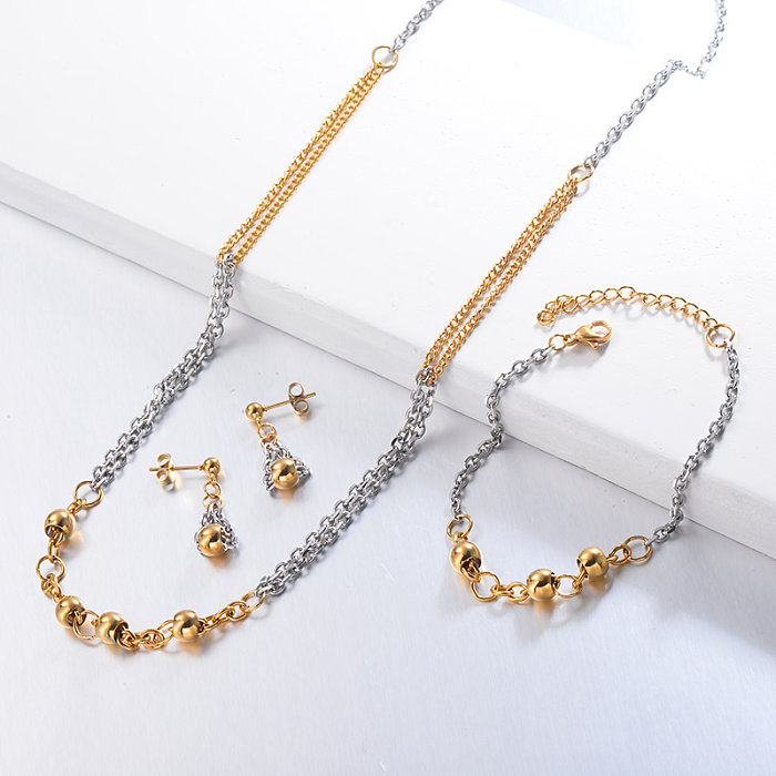 Ensembles de collier de perles en acier inoxydable