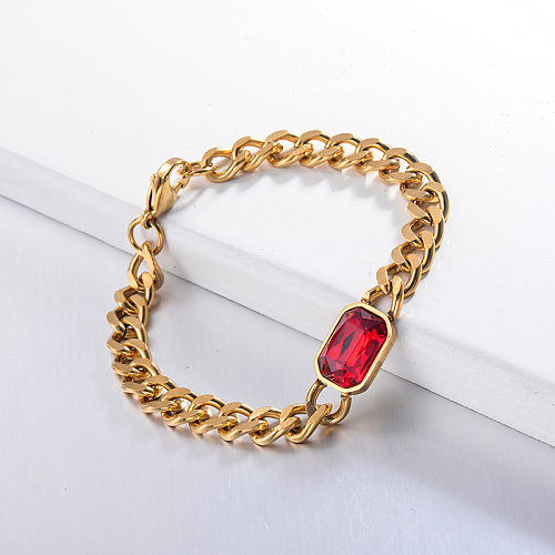 Bracelets de chaîne en cristal rouge de style hippopotame