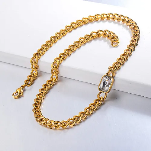 Hippop Style White Crystal CHoker Necklace