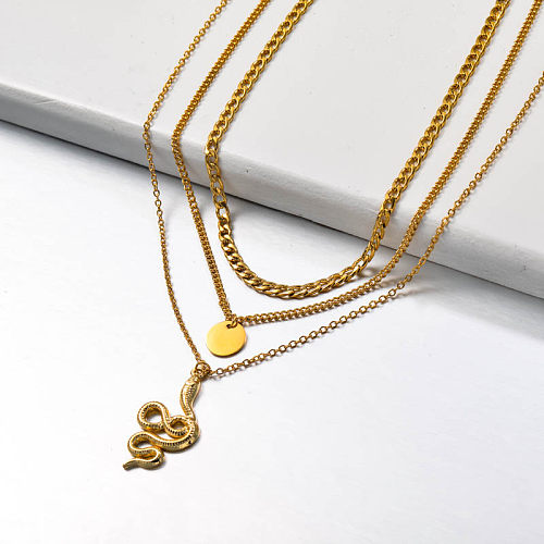 Stainless Steel Multilayered Snake Necklace
