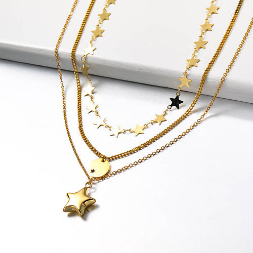 Stainless Steel Multilayered Star Necklace