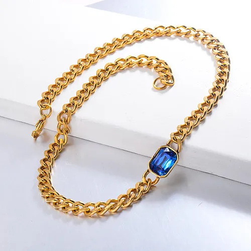 Hippop Style Blue Crystal CHoker Necklace