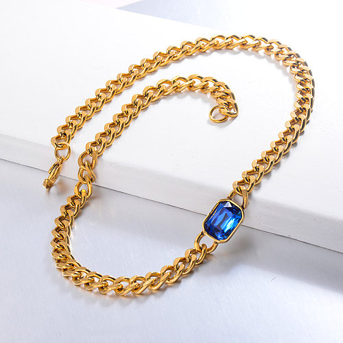 Hippop Style Blue Crystal CHoker Necklace