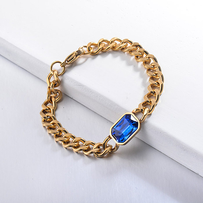 Hippop Style Blue Crystal Chain Bracelets