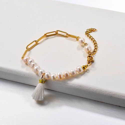 Bracelets à pampilles en perles d'eau douce
