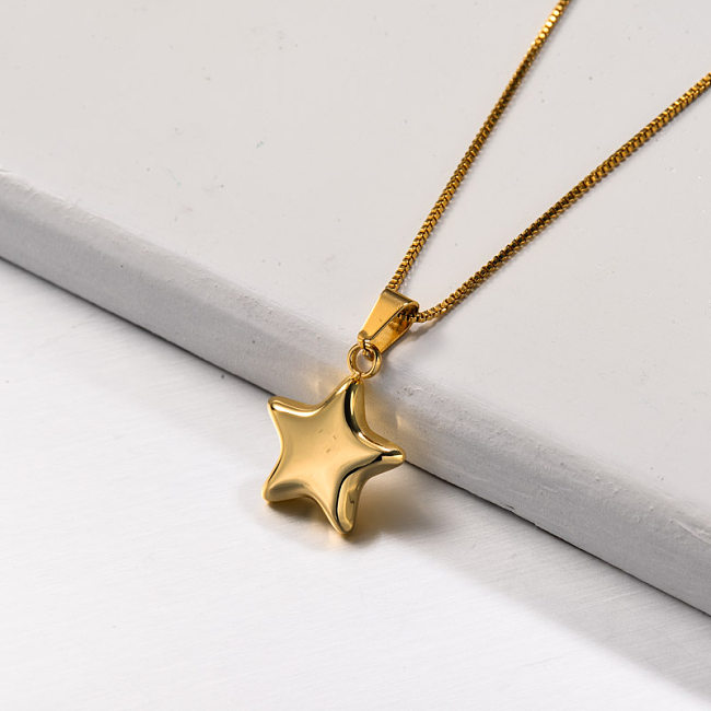 Stainless Steel Double layered Star Pendant Necklace