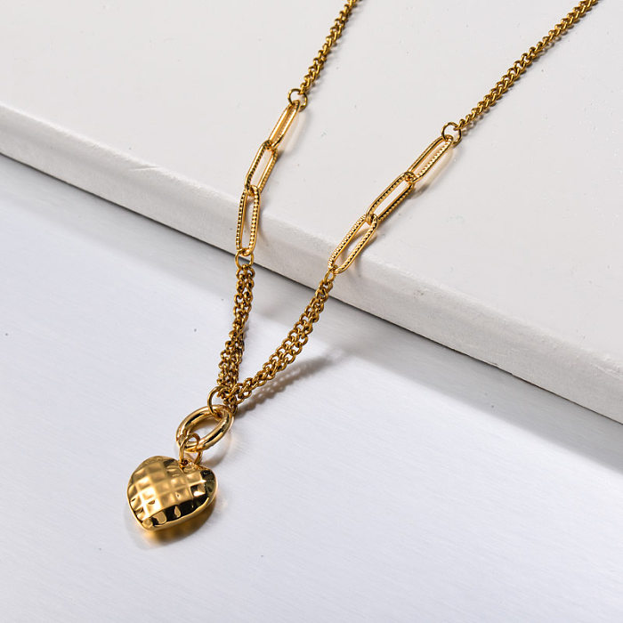 Collier coeur simple en acier inoxydable