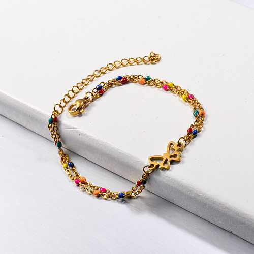 Bracelets papillon en perles multicolores