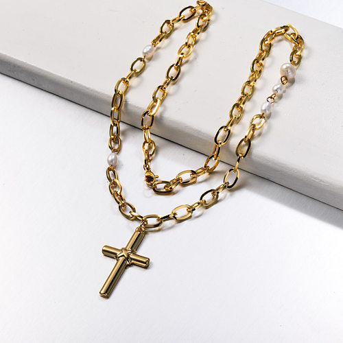 Edelstahl Kreuz Anhänger Halskette