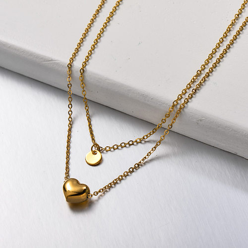 Stainless Steel Heart Layered Necklace