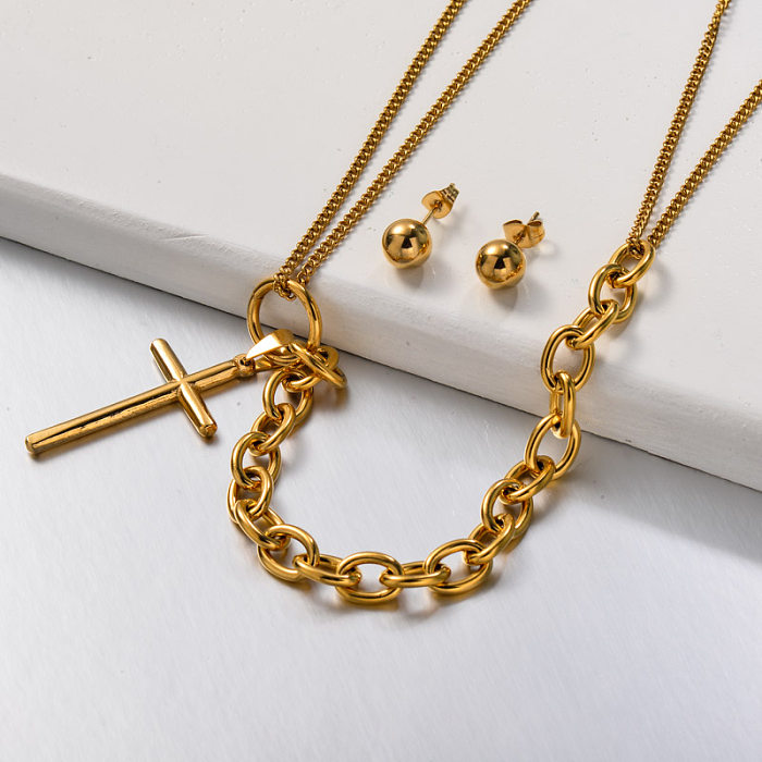 Stainless Steel Cross Jewelry Sets