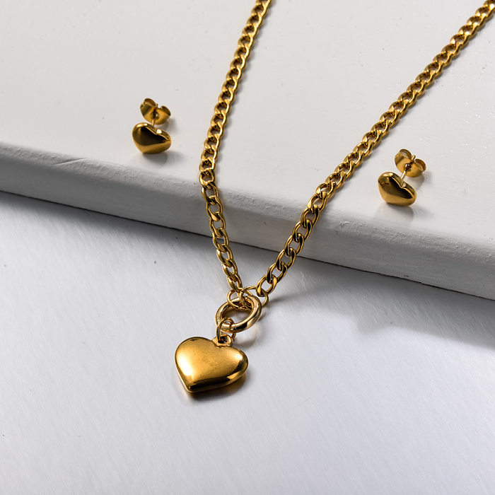 Stainless Steel Heart Necklace Jewelry Sets