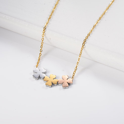 Elegant Three colors Clover Charm Necklace For Women