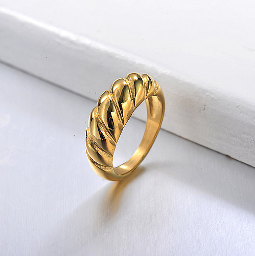 Anéis Minimalistas Banhados a Ouro 18K para meninas