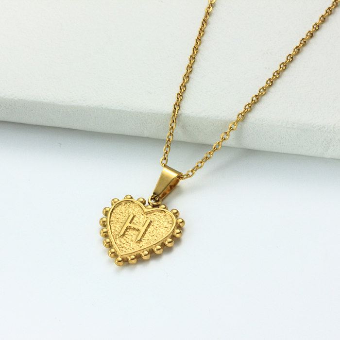 Collar con letra inicial de corazón personalizado chapado en oro de 18 k SSNEG143-32417