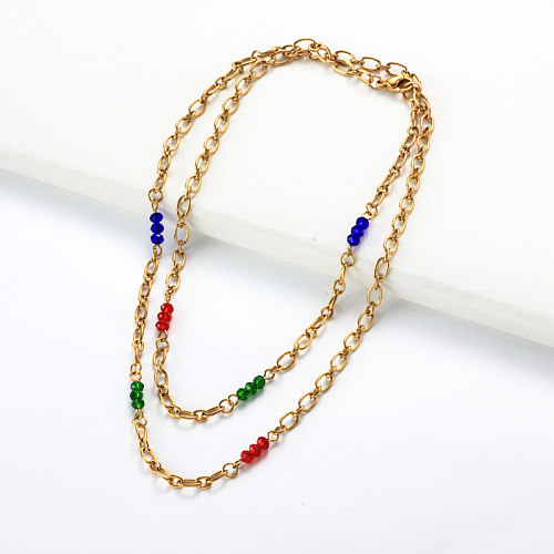 Stainless Steel Beaded Necklace -SSNEG142-32011