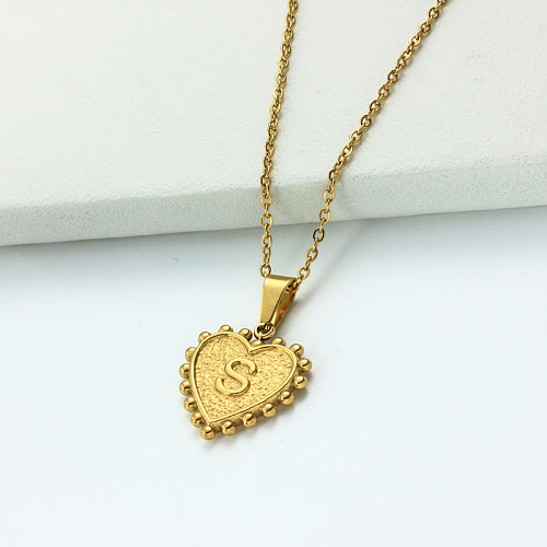 Collar con letra inicial de corazón personalizado chapado en oro de 18 k SSNEG143-32428