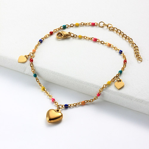 Bracelets en chaîne de perles multicolores en acier inoxydable -SSBTG142-32085