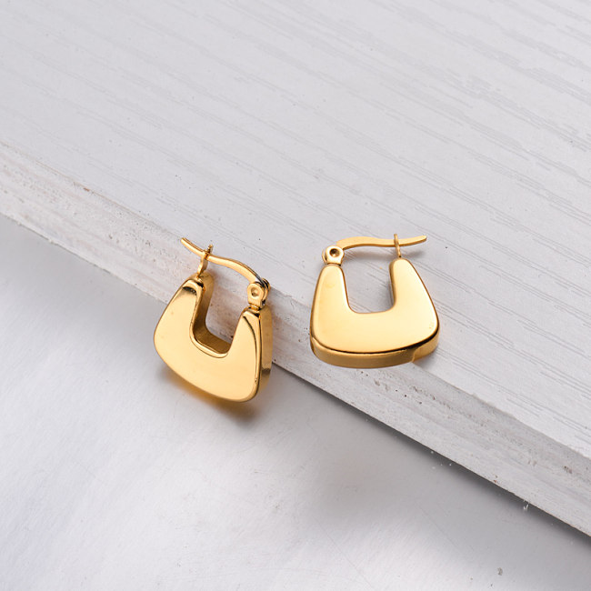 18K Gold Plated Hoop Earrings Huggies -SSEGG143-32483